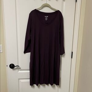 Marionberry  Wool& XXL-Long 7/8 Long Sleeve Dress